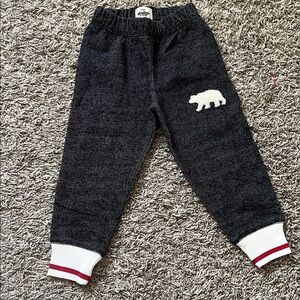 Hatley Kids' Black Joggers with White Bear Patch